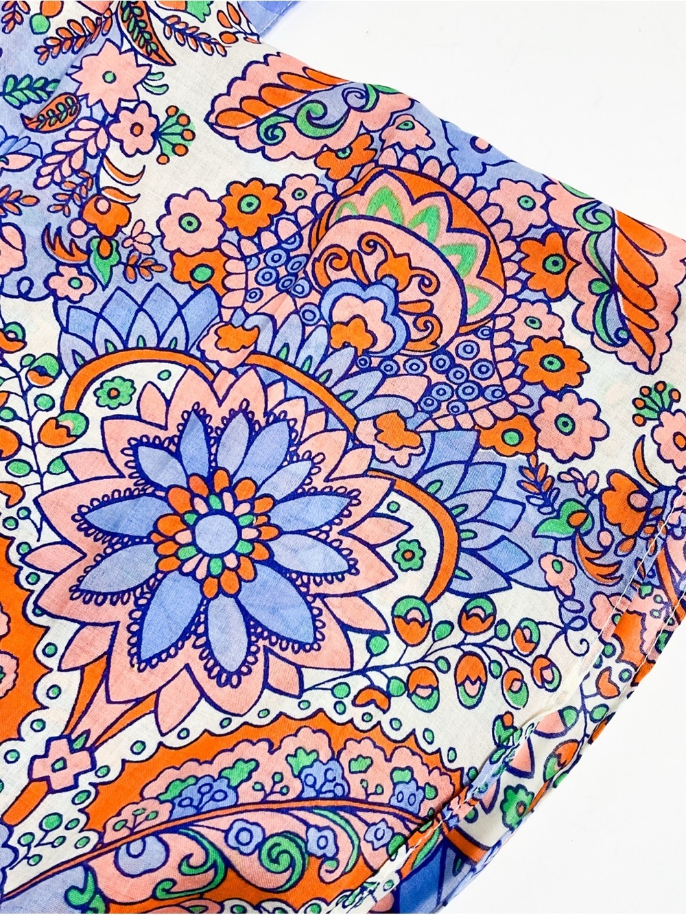 Floral Paisley Lightweight Scarf in Lavender, Peach, Green - Picture 2 of 8